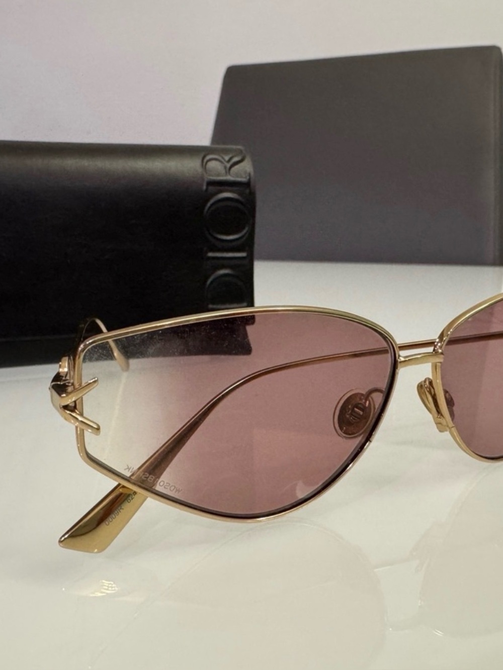 Dior Gold Frame Sunglasses with Rose-Tinted Gradient Lenses